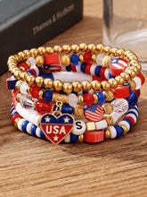 America 250 Freedom Patriotic Multi-Layer Beaded Bracelet Stack