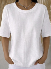 Casual Plain Crew Neck Short Sleeve T-shirt
