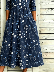 Women Floral Summer Dress Half Sleeve A-Line Dress