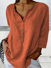 Stylish V Neck Buttons Going Out Casual Shirt