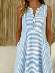 Loose Casual Striped Dress With No Belt