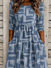 Women Abstract Graphic Summer Dress Crew Neck Half Sleeve A-Line Maxi Dress