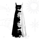 Yin Yang Cat Lover Wide Strap Flowy Maxi Dress