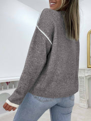 Plain Long Sleeve Round Neck Sweater