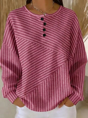 Casual Striped Crew Neck Long Sleeve Sweatshirt