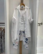 Plus Size White Tank Top Trouser Cardigan Three Piece Set