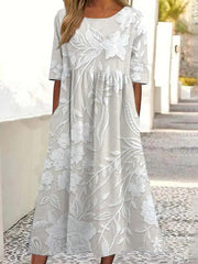 Floral Lace A-Line Short Sleeve Dress