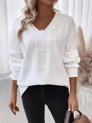 Casual Plain V Neck Regular Fit Daily Sweatshirt