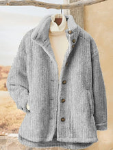 Casual Striped Thicken Warm Comfy Loose Jacket