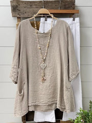 Plain Cotton Loose Casual Half Sleeve Shirt