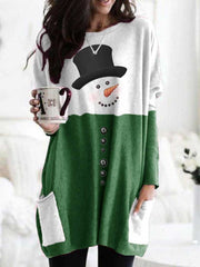 Snowman Print Long Sleeve Sweatshirt