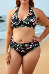 Floral Print Halter High Waist Bikini Set
