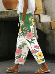 Vibrant Floral Print Harem Pants