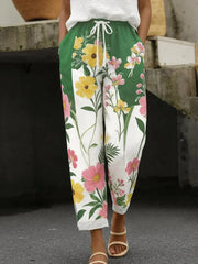 Vibrant Floral Print Harem Pants