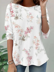 Floral Round Neck Long Sleeve T-Shirt