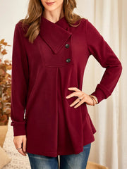 Solid Color Collared Buttons Long Sleeves Trendy Coat