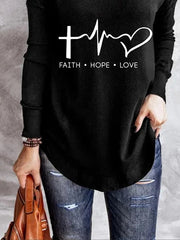 Casual Letter Print V-neck Long Sleeves Sweatshirt