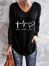 Casual Letter Print V-neck Long Sleeves Sweatshirt
