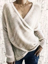 Solid Color V-neck Casual Long Sleeves Sweater