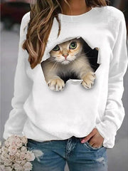 Casual Crew Neck Long Sleeve Printed Sweatshirt
