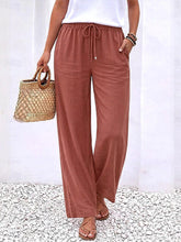 Linen Wide Leg Pants Elastic Waist Stretch Summer