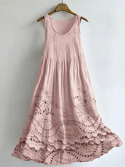 Cottage Floral Print Flowy Linen Tank Dress