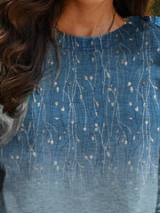 Floral Print Crew Neck Casual Sweatshirt