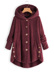 Solid Color Buttons Hooded Long Sleeves Warm Coat