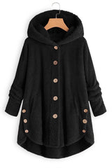 Solid Color Buttons Hooded Long Sleeves Warm Coat