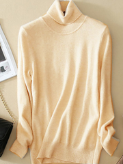 Solid Color Casual High Neck Long Sleeves Sweater
