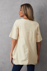 Women's Round Neck Solid Color Buttons Short Sleeves Blouse