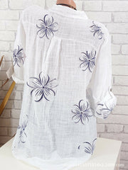 Floral Print Buttons Long Sleeves Blouse