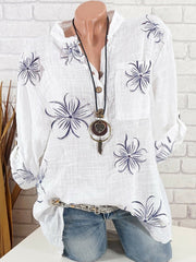 Floral Print Buttons Long Sleeves Blouse