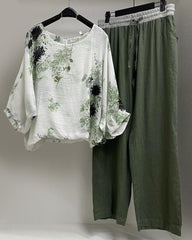 Floral Print Casual Long Sleeves Two Piece Set
