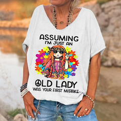 Women Hippie Graphic V Neck Short Sleeve Funny Letter Casual T Shirt