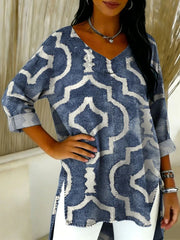 Women's Casual V-neck 3/4 Sleeve Shirt