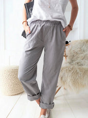 Elastic Waist Cotton Linen Loose Turnip Pants