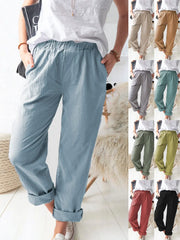 Elastic Waist Cotton Linen Loose Turnip Pants