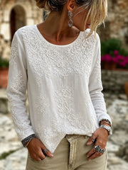 Casual Floral Simple Crew Neck Long Sleeve T-shirt
