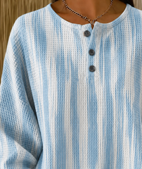 Casual Random Print Henley Collar Long Sleeve Sweatshirt