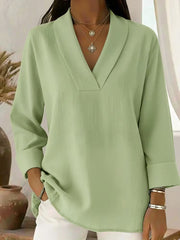 Vintage And Elegant Shawl Collar Linen Long Sleeve Shirt
