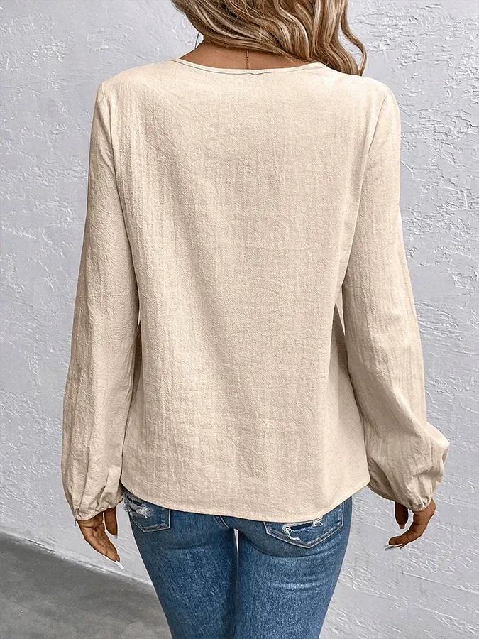 Women's Casual Cotton Linen Loose Lapel Irregular Dandelion Shirt