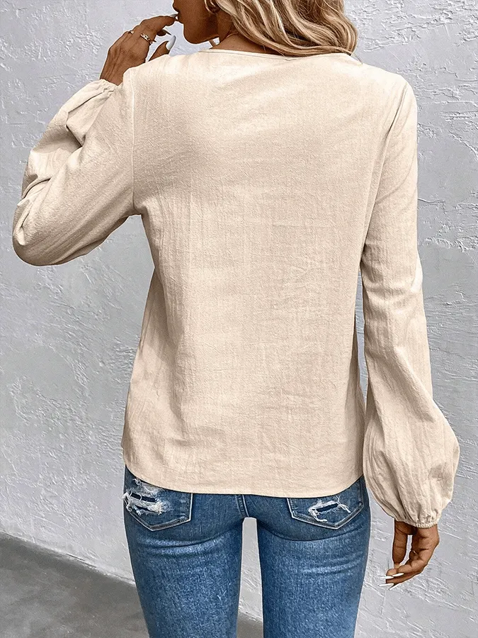 Women's Casual Cotton Linen Loose Lapel Irregular Dandelion Shirt