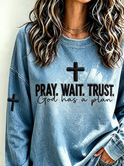 Casual Text Letters Crew Neck Long Sleeve Sweatshirt