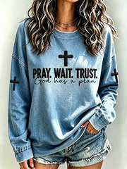 Casual Text Letters Crew Neck Long Sleeve Sweatshirt