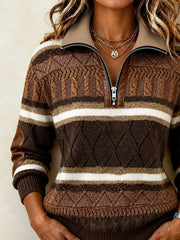 Casual Abstract Stand Collar Long Sleeve Sweatshirt