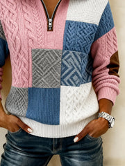 Casual Abstract Stand Collar Long Sleeve Sweatshirt