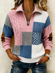 Casual Abstract Stand Collar Long Sleeve Sweatshirt