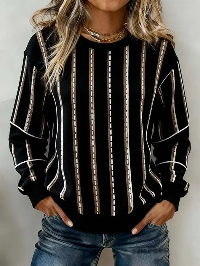 Casual Abstract Crew Neck Long Sleeve Sweatshirt