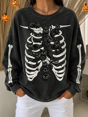 Casual Cat Crew Neck Long Sleeve Sweatshirt